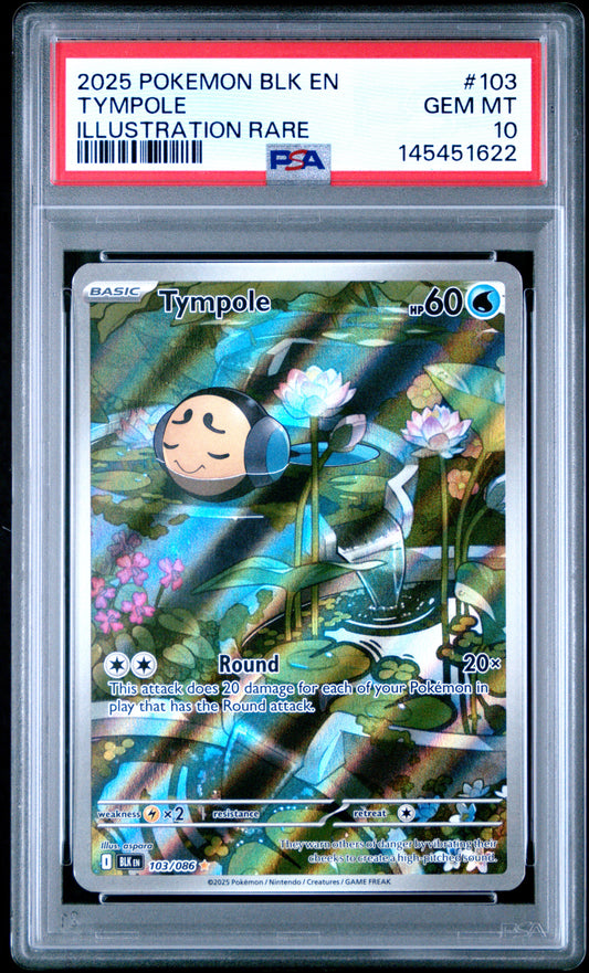 2025 Pokemon Blk En-Black Bolt Illustration Rare Tympole 10 PSA #103