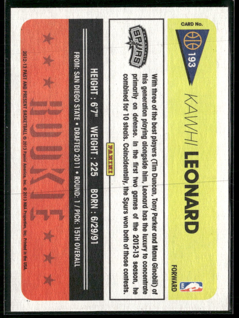 2012-13 Panini Past & Present Kawhi Leonard Rookie #193