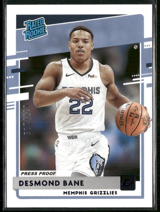 2020-21 Donruss Press Proof Purple Desmond Bane Rookie #/199 #240
