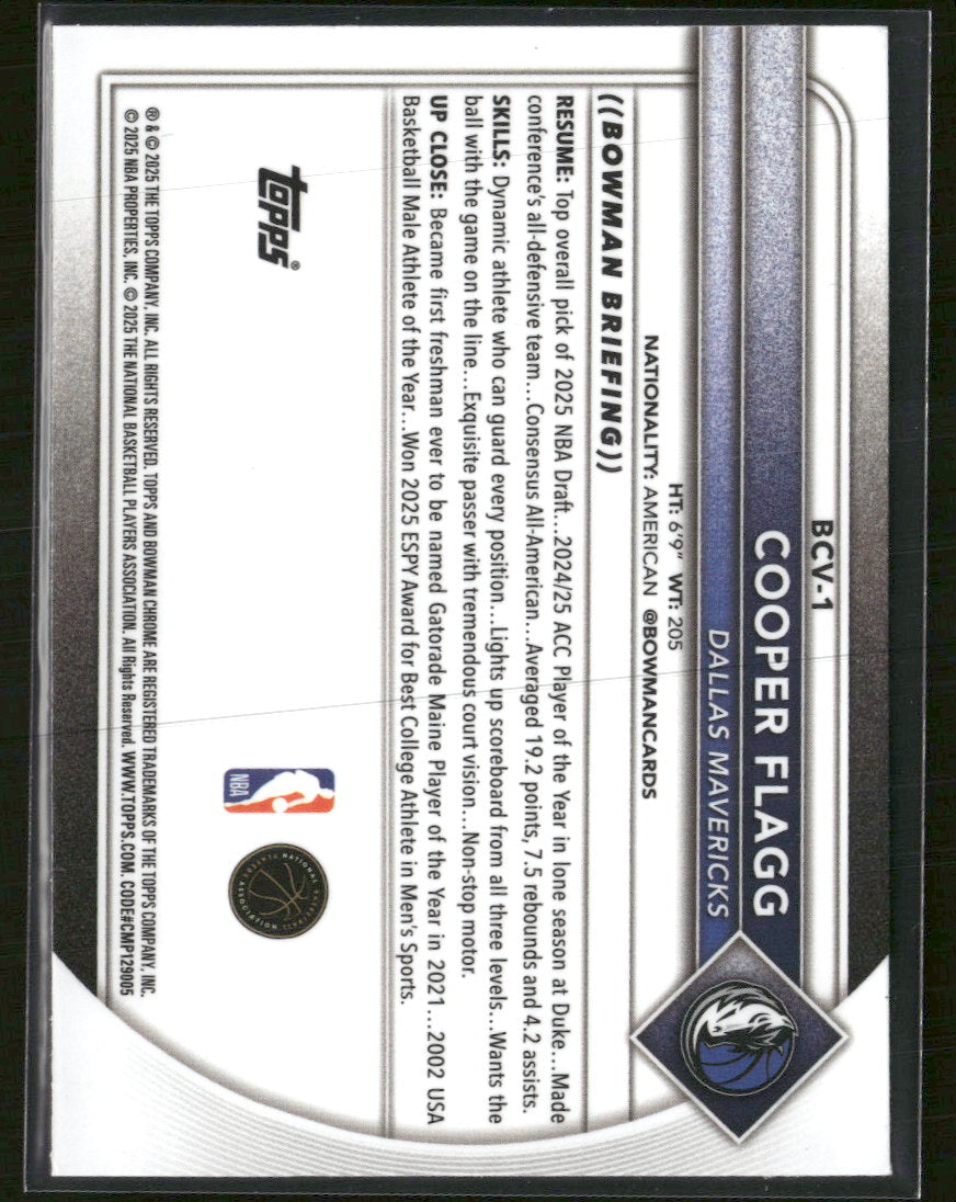 2025-26 Bowman Chrome Cooper Flagg #BCV-1