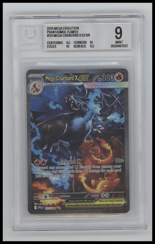 2025 Pokemon Phantasmal Flames Mega Charizard X ex SIR 9.0 BGS #125