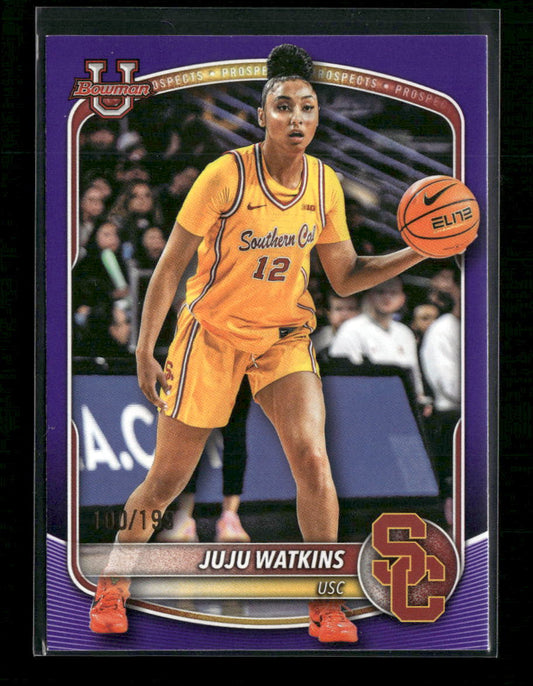 2025-26 Bowman Prospects Purple Pattern Border Juju Watkins #/199 #BPP-96