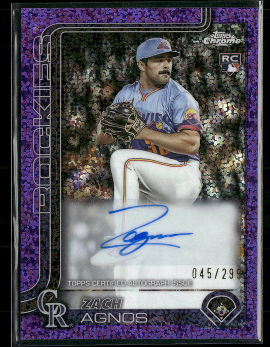 2025 Topps Chrome Update Rookie Auto Purple Speckle #/299 Zach Agnos #