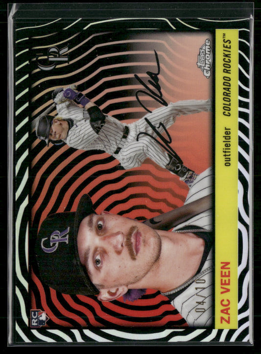 2025 Topps Chrome Platinum Black Vibrations Refractors Zac Veen Rookie #/10 #325