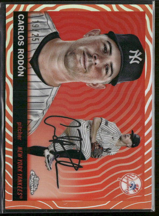 2025 Topps Chrome Platinum Orange Vibrations Refractors Carlos Rodón #/25 #159