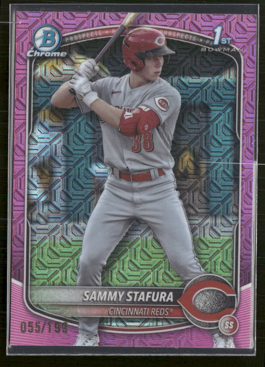 2025 Bowman Chrome Prospects Mojo Pink Refractor Sammy Stafura #/199 #BCP-100