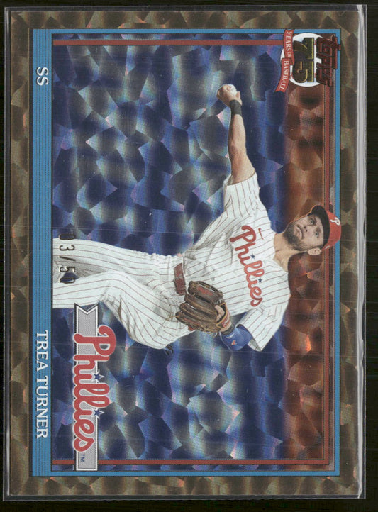 2026 Topps 1991 Baseball 75th Anniversary Gold Crackle #/50 Trea Turner #91B2-3