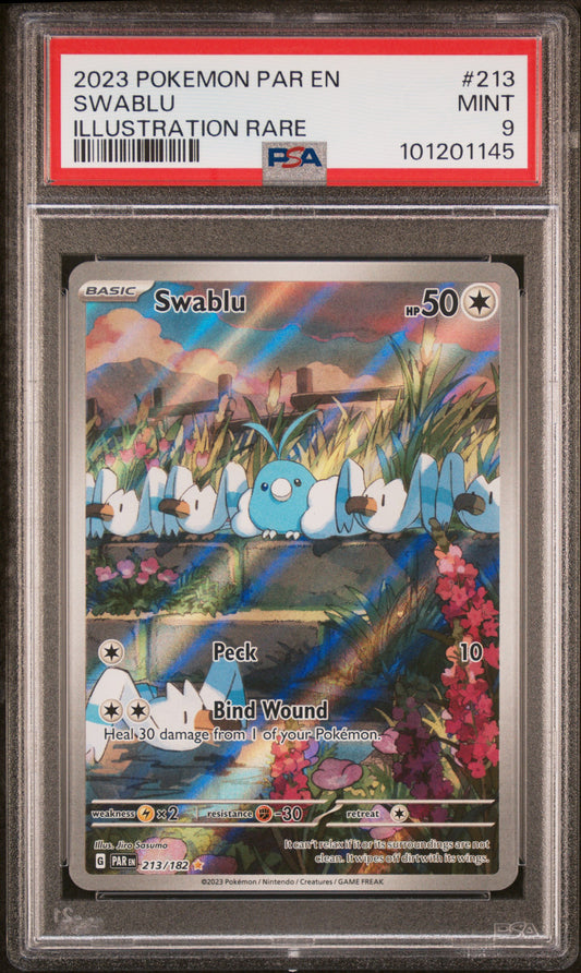 2023 Pokemon Par En-Paradox Rift Illustration Rare Swablu 9 PSA #213