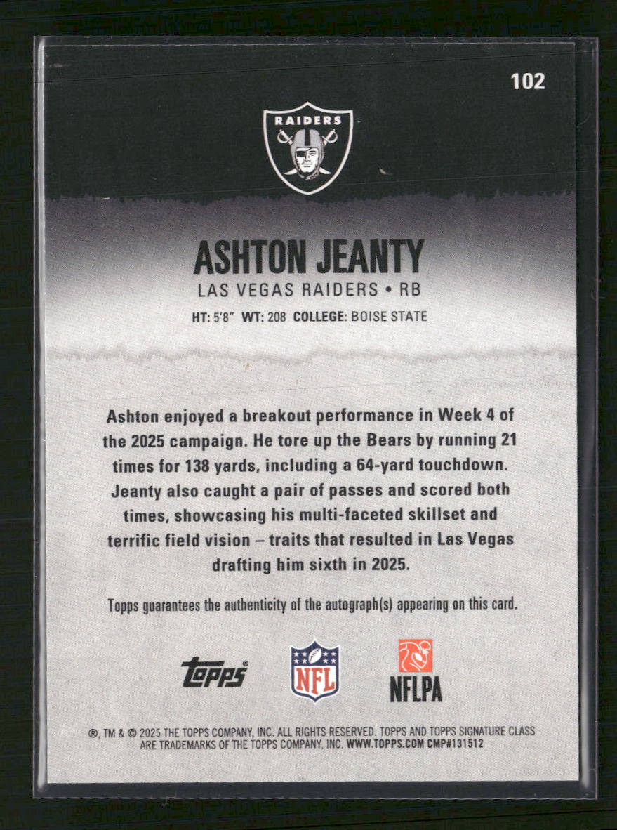 2025 Topps Signature Class Autographs Ashton Jeanty Rookie Auto #102