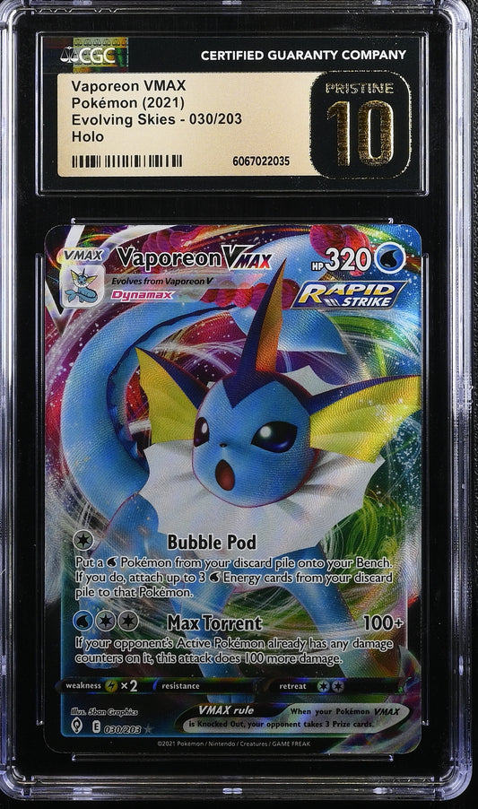 2021 Evolving Skies Vaporeon VMAX 10 CGC #030/203