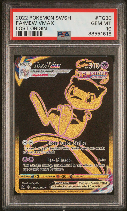 2022 Pokemon Sword & Shield Lost Origin Lost Origin Fa/Mew Vmax 10 PSA #TG30