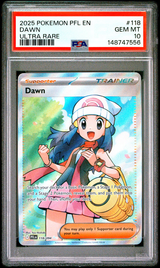 2025 Pokemon Pfl En-Phantasmal Flames Ultra Rare Dawn 10 PSA #118