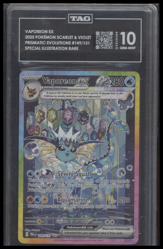 SV: Prismatic Evolutions Vaporeon ex 10 TAG #149/131
