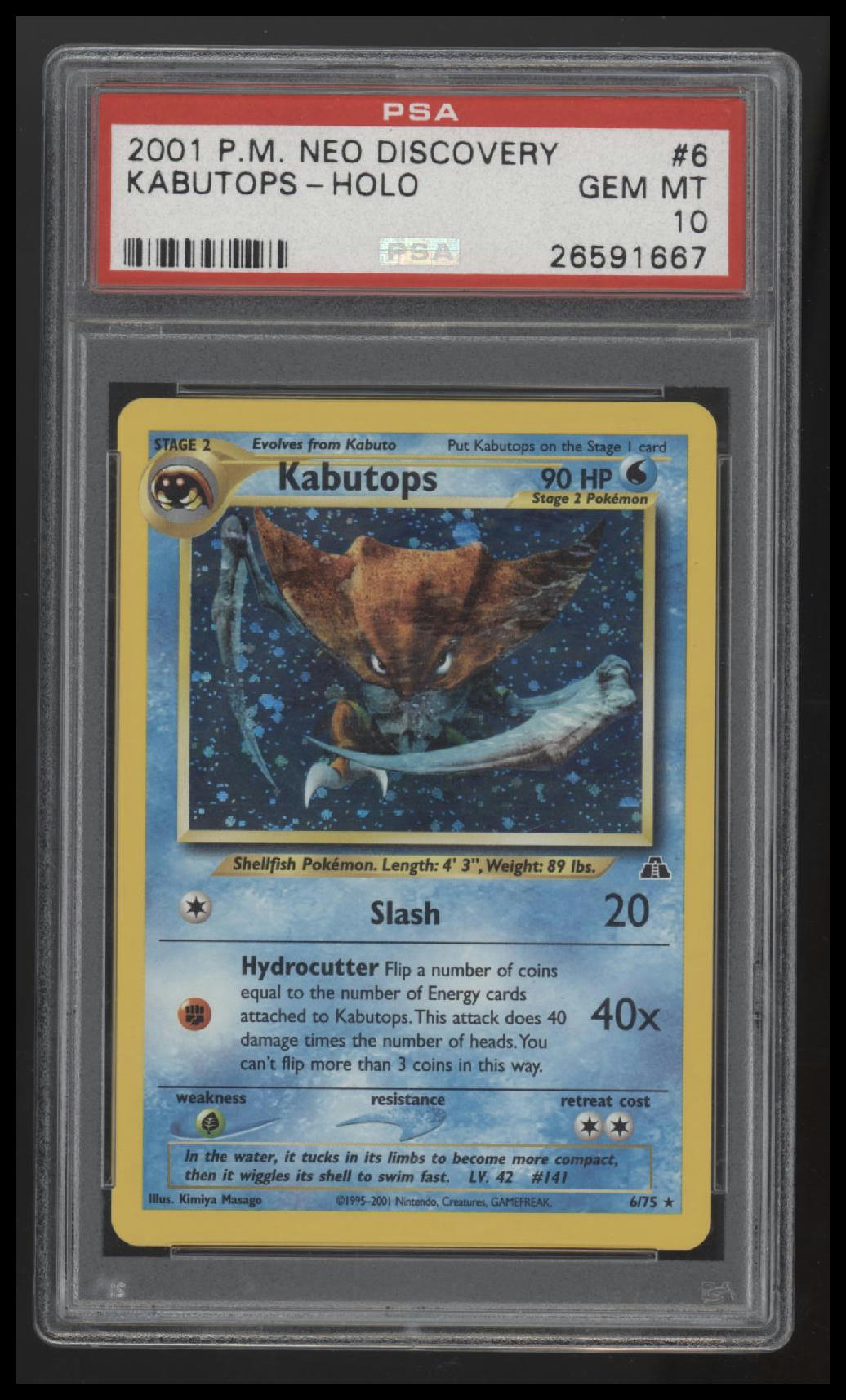 2001 Pokemon Neo Discovery Kabutops-Holo 10 PSA #6