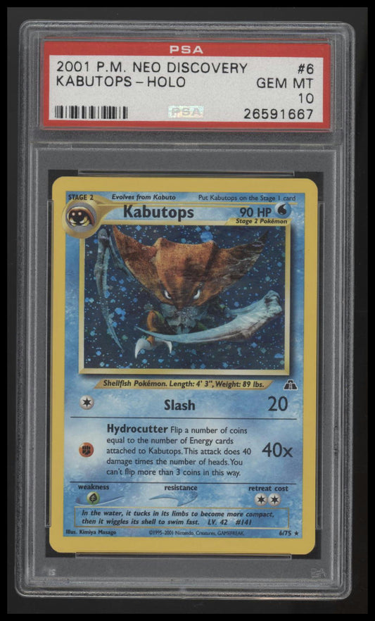 2001 Pokemon Neo Discovery Kabutops-Holo 10 PSA #6