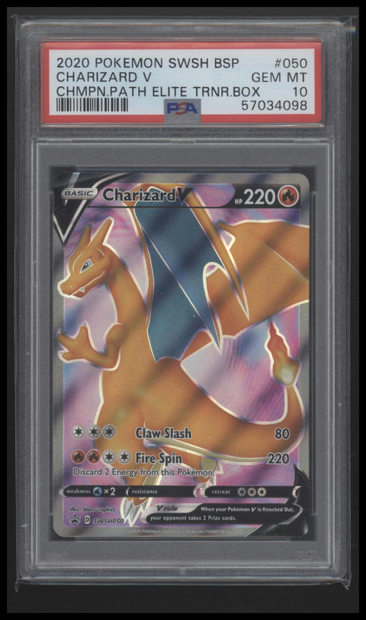2020 Pokemon BSP Chmpn.Path Elite Trnr.Box Charizard V 10 PSA #050