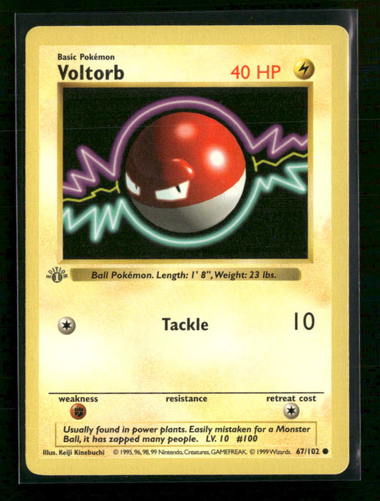 Base Set (Shadowless) Voltorb 1st Edition #067/102 Faded Stamp