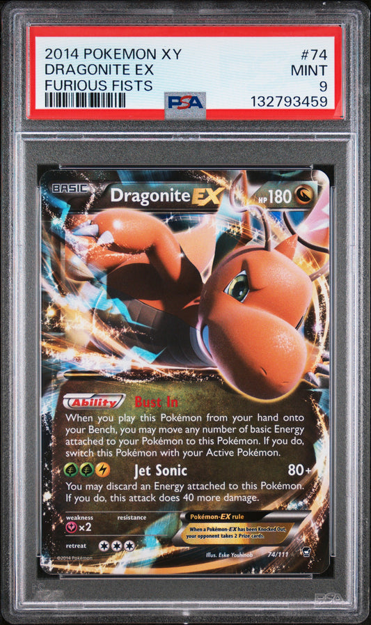 2014 Pokemon Xy Furious Fists Dragonite Ex 9 PSA #74