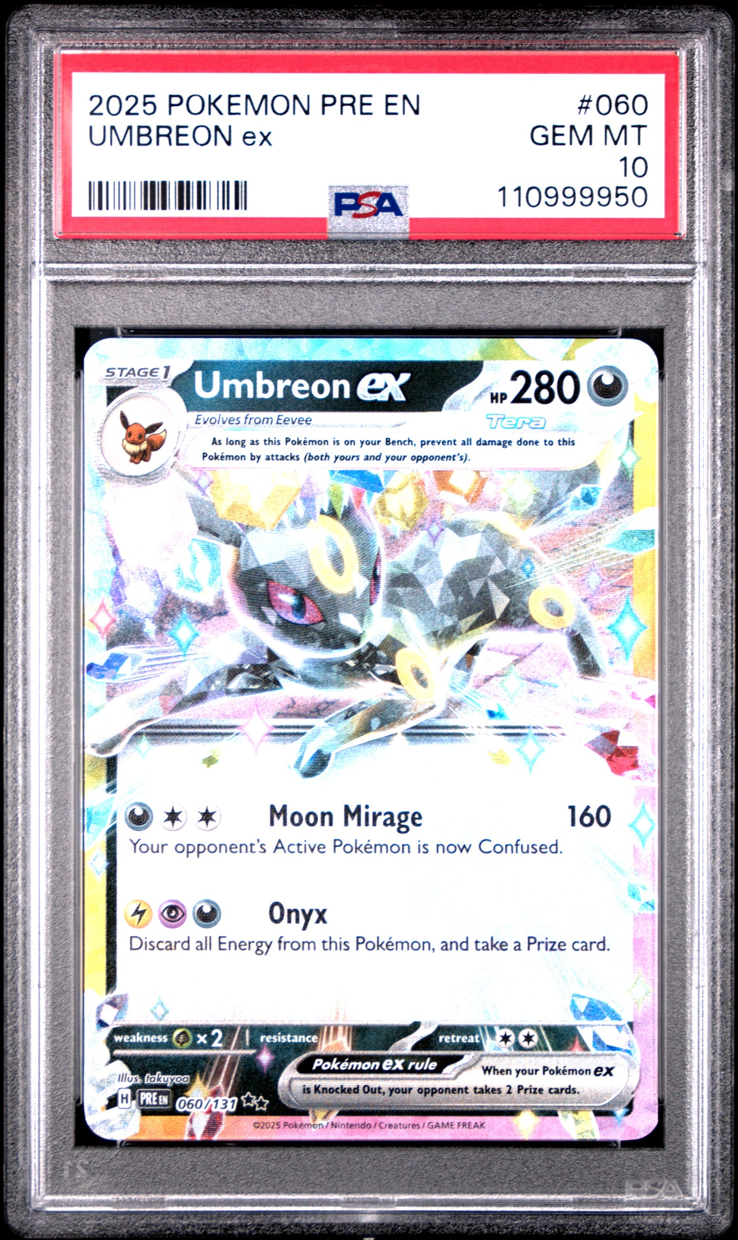 2025 Pokemon Pre En-Prismatic Evolutions Umbreon Ex 10 PSA #060
