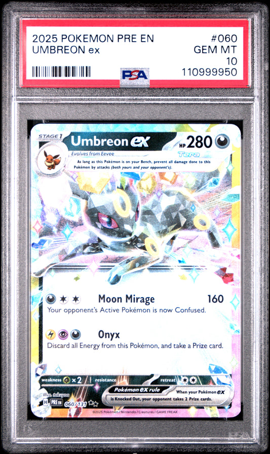 2025 Pokemon Pre En-Prismatic Evolutions Umbreon Ex 10 PSA #060