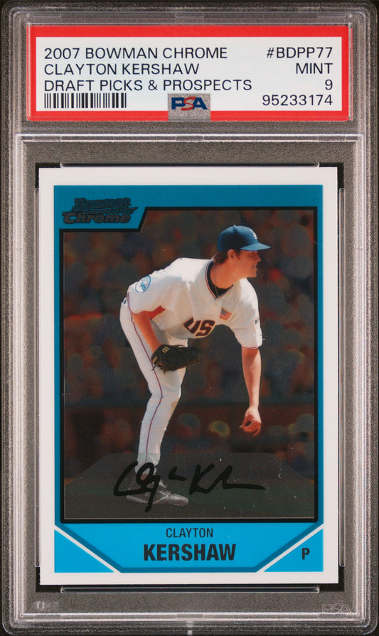2007 Bowman Chrome Draft Picks & Prospects Clayton Kershaw 9 PSA #BDPP77