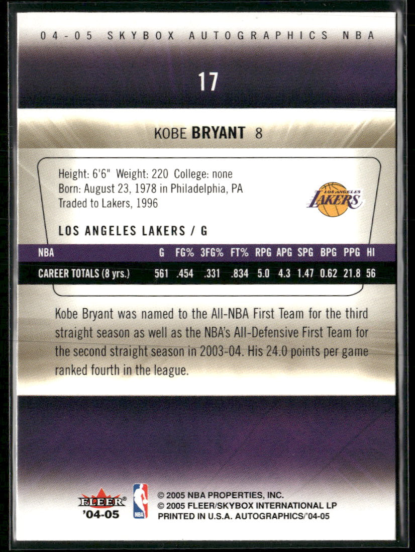 2004-05 SkyBox Autographics Kobe Bryant #17