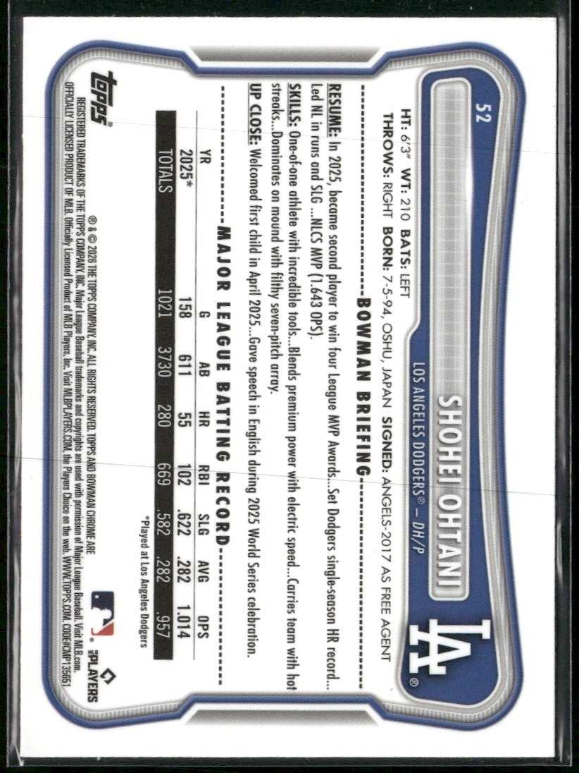 2026 Bowman Chrome Mojo Refractors Shohei Ohtani #52