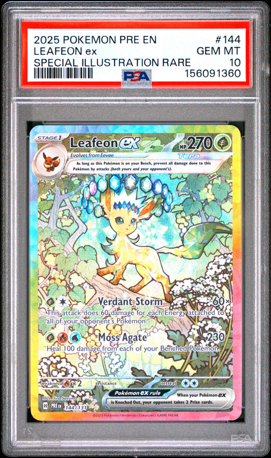 2025 Pokemon Prismatic Evolutions Special Illustration R Leafeon Ex 10 PSA #144