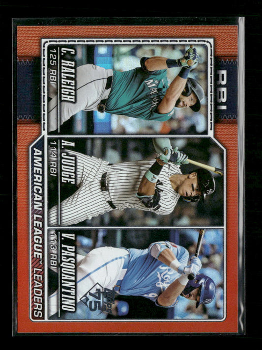 2026 Topps Orange Holo Foil Cal Raleigh / Aaron Judge / Vinnie Pasquantino #211