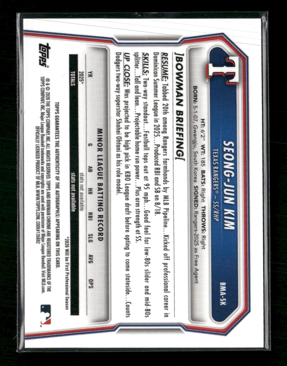 2026 Bowman Chrome Mojo Refractors Seong-Jun Kim Auto #BMA-SK