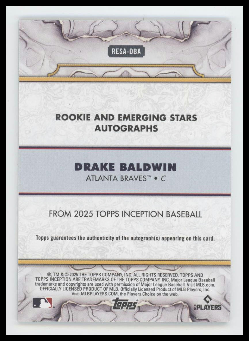 2025 Topps Inception Drake Baldwin Auto #RESA-DBA
