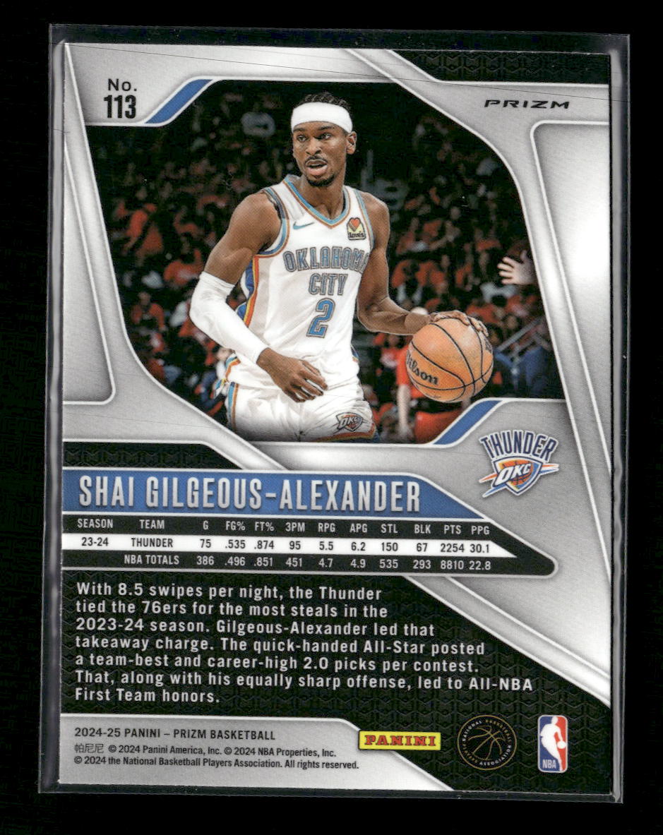 2024-25 Panini Prizm Prizms Silver Shai Gilgeous-Alexander #113