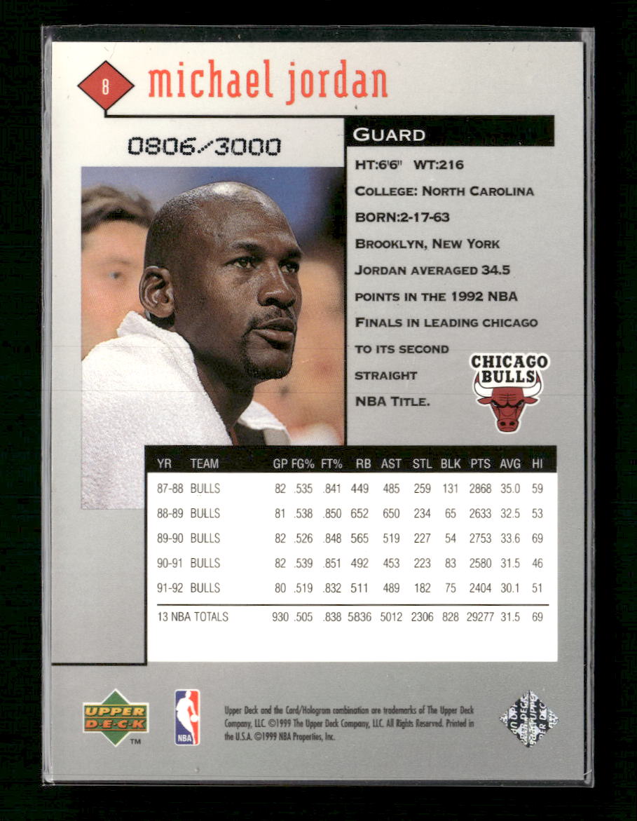 1998-99 Upper Deck Black Diamond Double Diamond Michael Jordan #/3000 #8