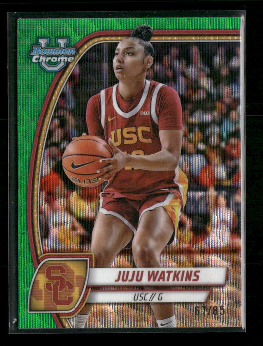 2024-25 Bowman University Chrome Green Wave Refractor Juju Watkins #/85 #37