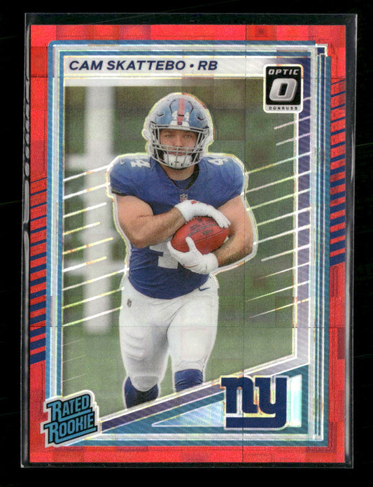 2025 Donruss Optic Rated Rookies Preview Red Pandora Cam Skattebo Rookie #302