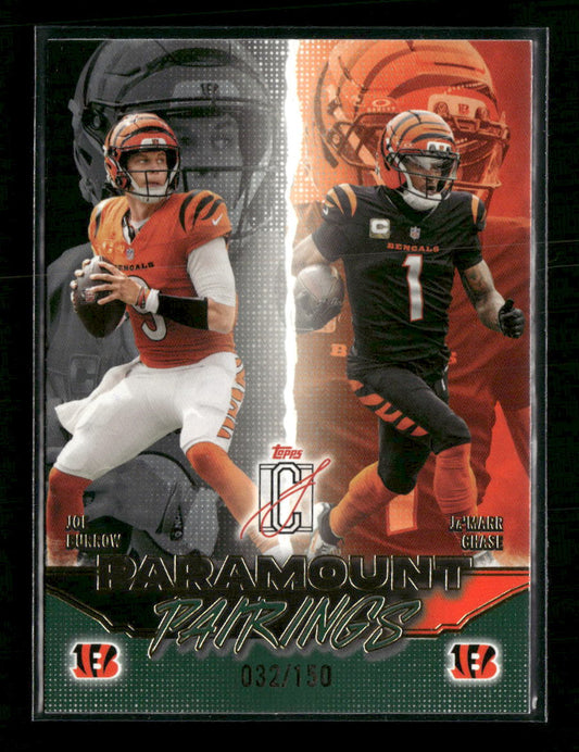 2025 Topps Paramount Pairings Green Ja'Marr Chase/Joe Burrow #/150 #PP-14