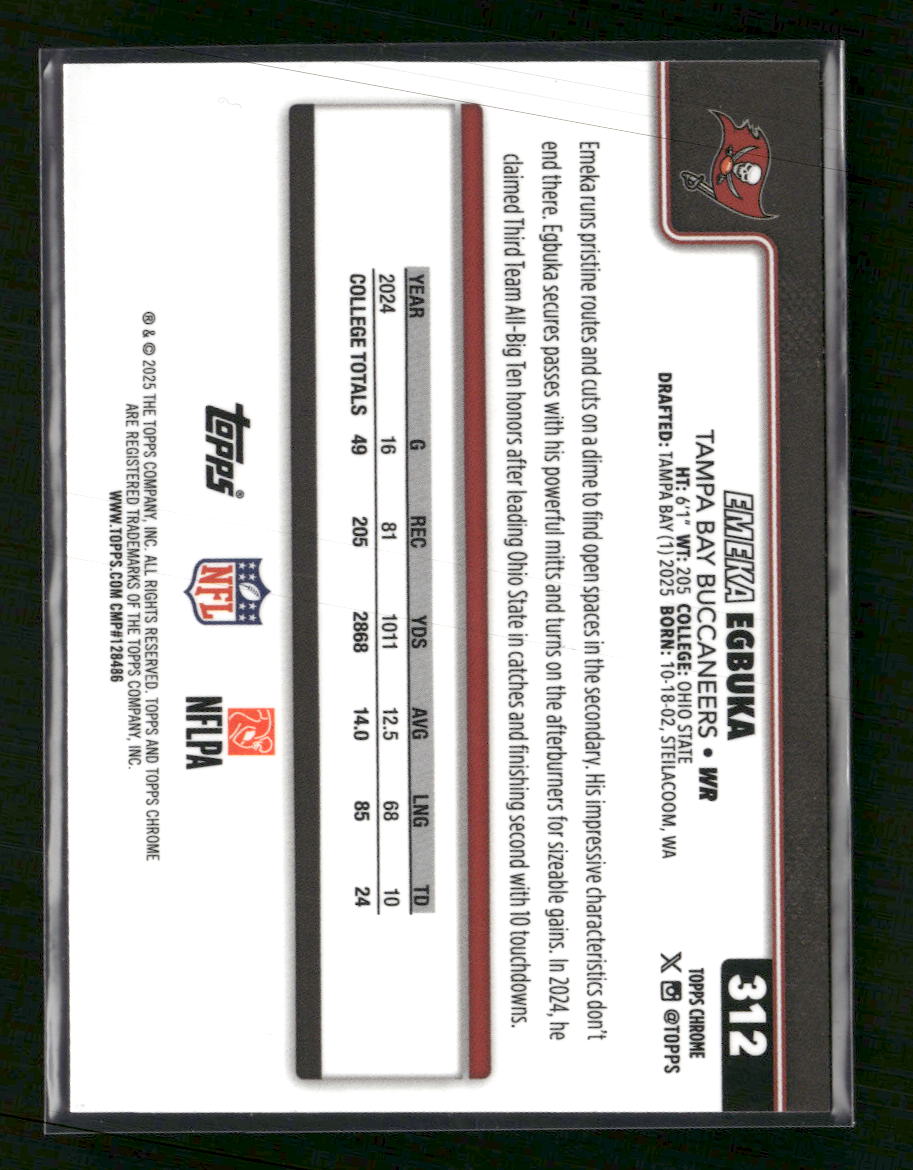 2025 Topps Chrome Emeka Egbuka #312b