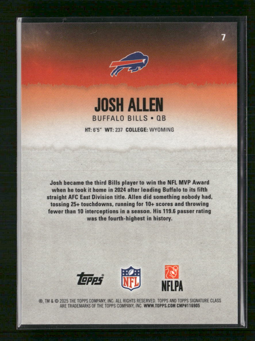 2025 Topps Signature Class Autographs Green Josh Allen #/150 Auto #7