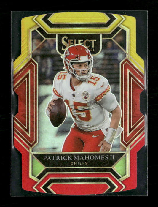 2021 Panini Select Red and Yellow Prizm Die Cut Patrick Mahomes II #202