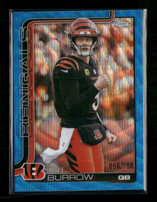2025 Topps Chrome Blue Wave Refractor Joe Burrow #/150 #61