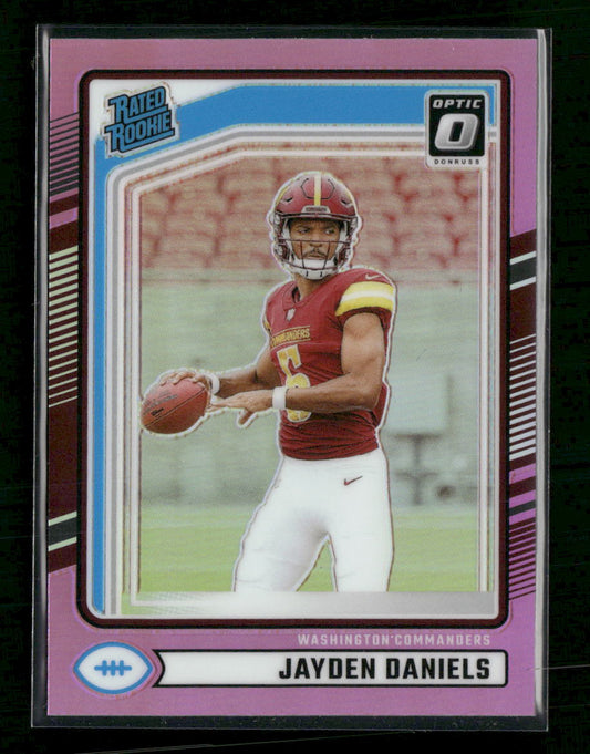 2024 Donruss Optic Rated Rookies Preview Pink Jayden Daniels Rookie #389