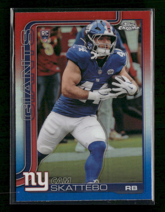 2025 Topps Chrome Red White and Blue Refractor Cam Skattebo Rookie #331