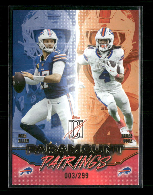 2025 Topps Signature Class Coral James Cook / Josh Allen #/299 #PP-12