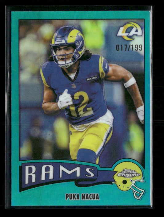 2025 Topps Chrome 1975 Topps Aqua Refractor Puka Nacua #/199 #1975-19