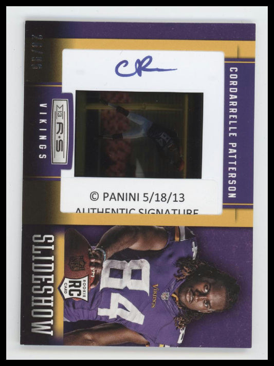 2013 Panini Rookies & Stars Slideshow Cordarrelle Patterson #/96 Auto #4