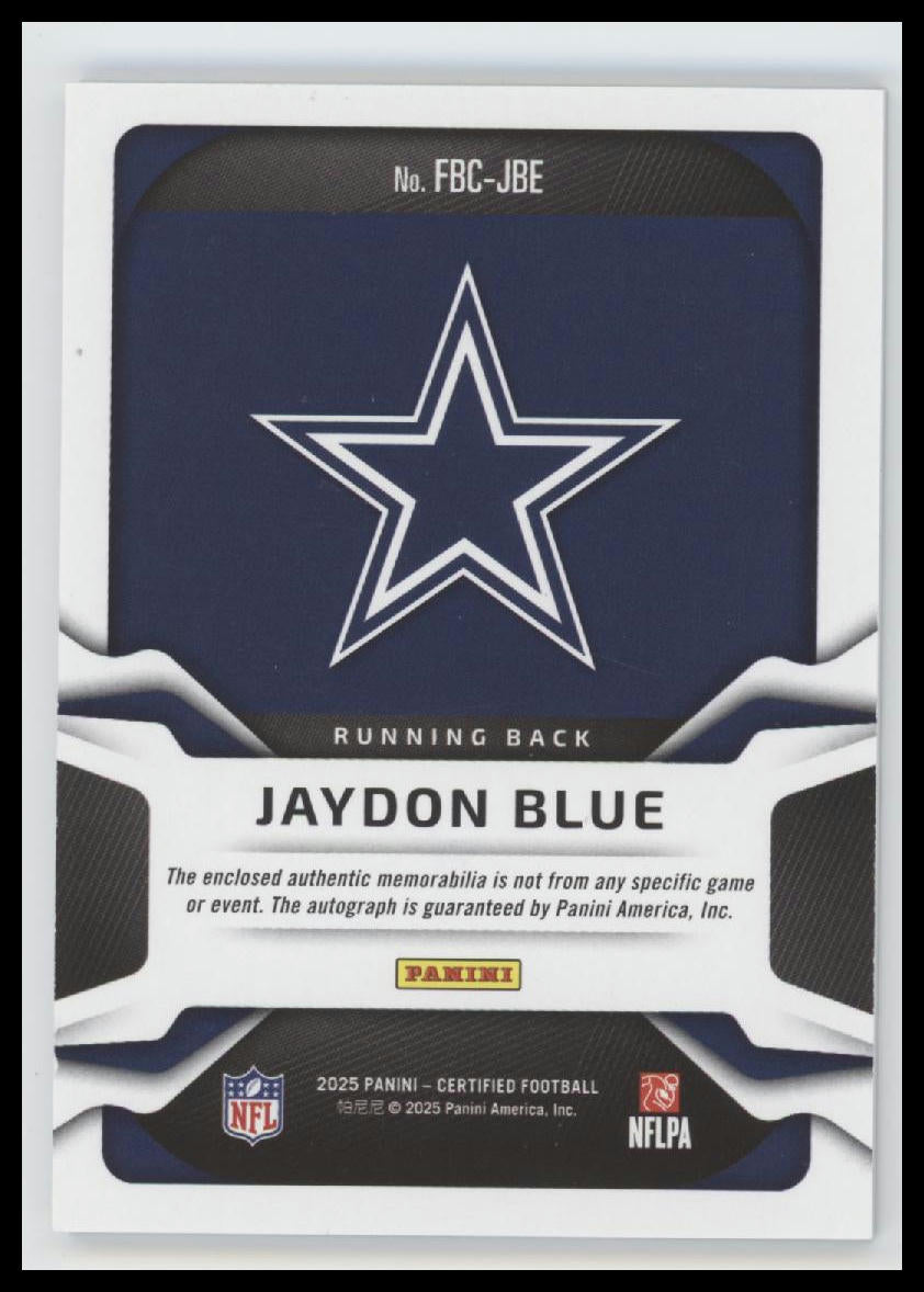2025 Panini Certified Freshman Fabric Teal Jaydon Blue #/199 Auto #FBC-JBE