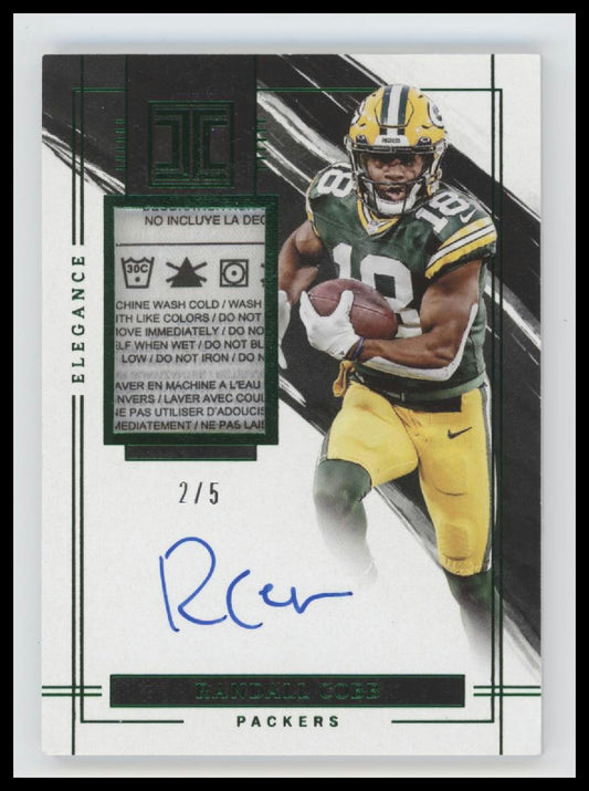 2022 Panini Impeccable Elegance Emerald Randall Cobb #/5 Auto #EVA-RCO