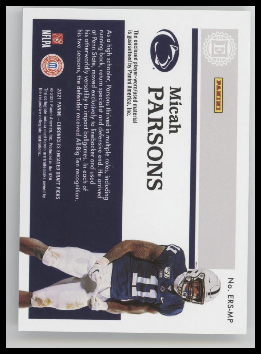 2021 Panini Chronicles Draft Picks Rookie Swatches Micah Parsons #ERS-MP