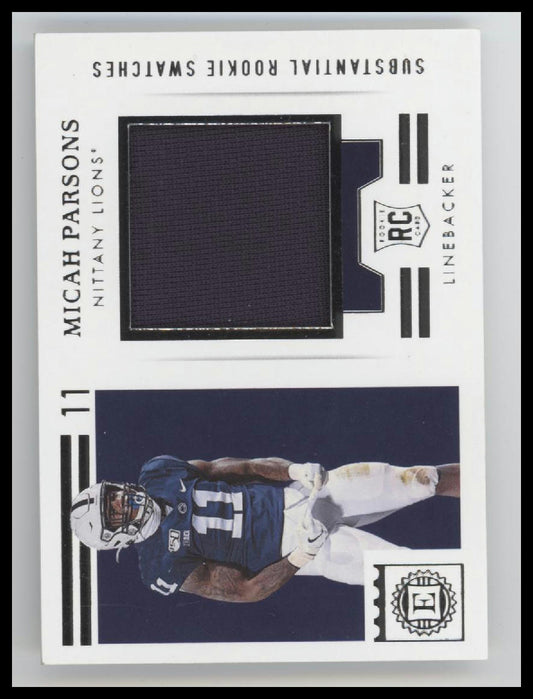 2021 Panini Chronicles Draft Picks Rookie Swatches Micah Parsons #ERS-MP