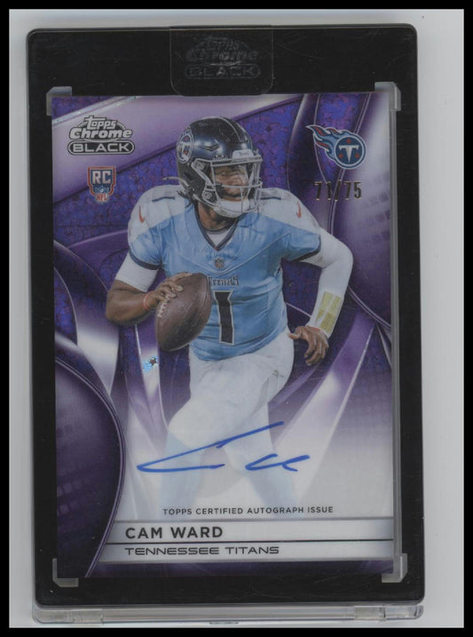 2025 Topps Chrome Black Purple Refractor Cam Ward #/75 Auto #RAU-CW (Encased)